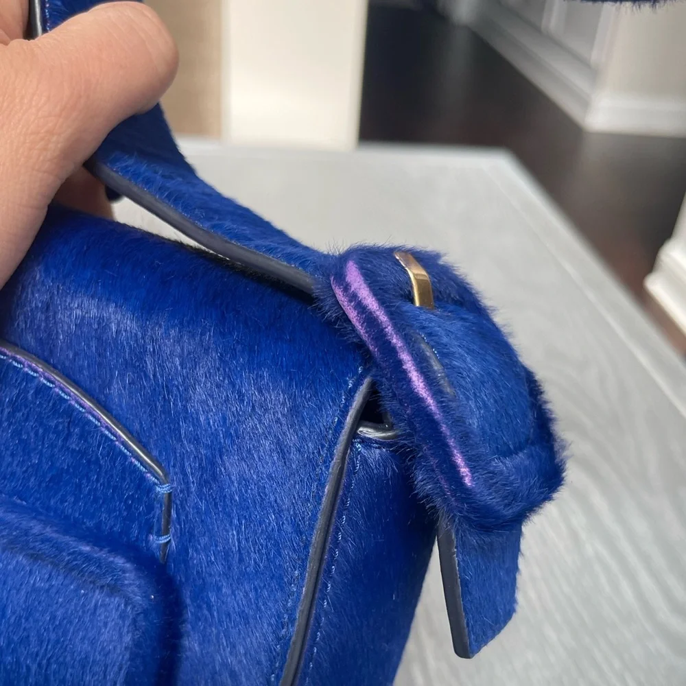 Tory Burch BLUE Mini Pony Hair Shoulder Bag